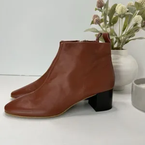 Everlane The Day Boot Leather Ankle Boots Brown Chunky Heel Women's 8 Tried On