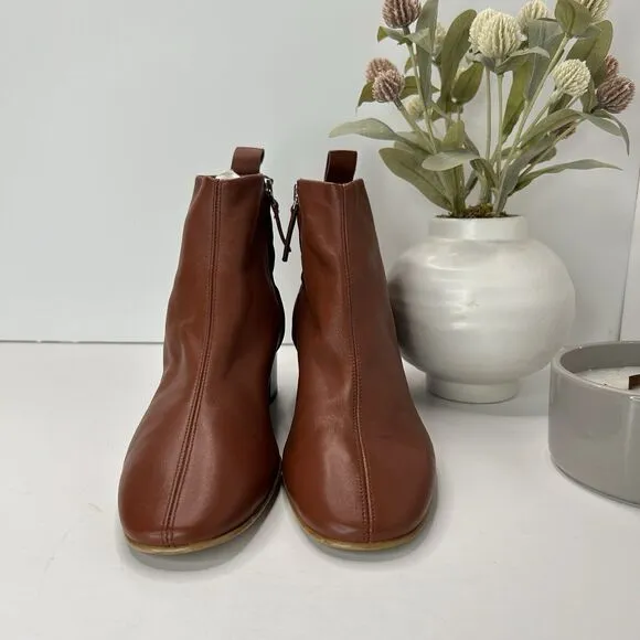 Everlane The Day Boot Leather Ankle Boots Brown Chunky Heel Women's 8 Tried On