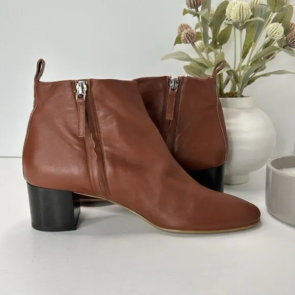 Everlane The Day Boot Leather Ankle Boots Brown Chunky Heel Women's 8 Tried On