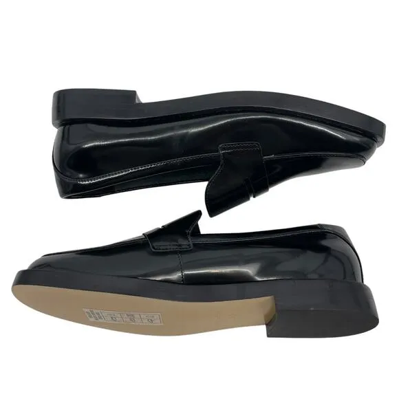 Everlane The Penny Loafer Square Toe Black Glossy Size 8.5 New without Box