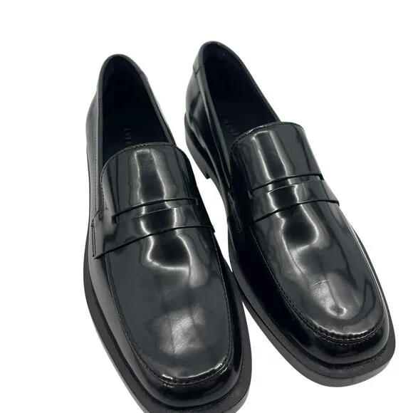 Everlane The Penny Loafer Square Toe Black Glossy Size 8.5 New without Box