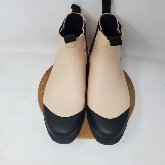 Everlane Boots Womens 9 The Rain Boot Nude Rubber Ankle Chunky Lug Heel Shoes
