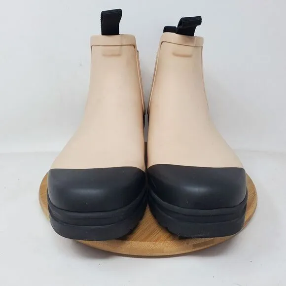 Everlane Boots Womens 9 The Rain Boot Nude Rubber Ankle Chunky Lug Heel Shoes