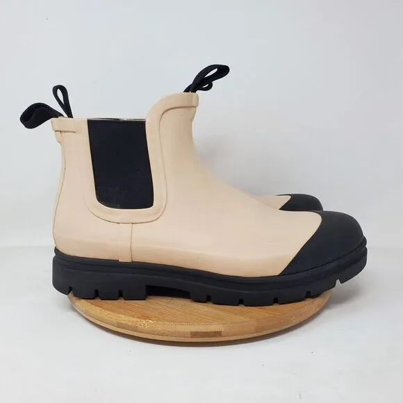 Everlane Boots Womens 9 The Rain Boot Nude Rubber Ankle Chunky Lug Heel Shoes