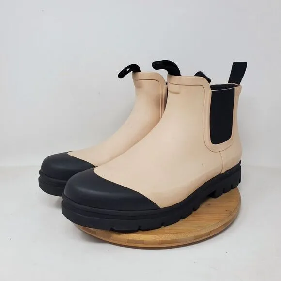 Everlane Boots Womens 9 The Rain Boot Nude Rubber Ankle Chunky Lug Heel Shoes