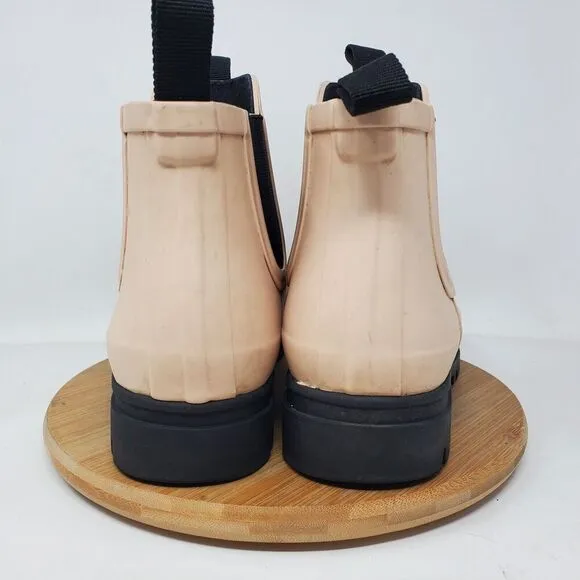 Everlane Boots Womens 9 The Rain Boot Nude Rubber Ankle Chunky Lug Heel Shoes