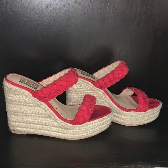 Fahrenheit Slip On Women Wedge Espadrilles in Red