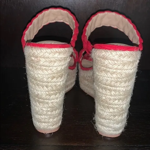 Fahrenheit Slip On Women Wedge Espadrilles in Red
