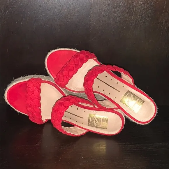 Fahrenheit Slip On Women Wedge Espadrilles in Red