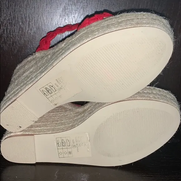 Fahrenheit Slip On Women Wedge Espadrilles in Red