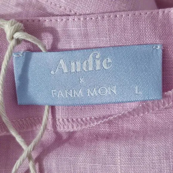 Fanm Mon x Andie The Serik Mini Dress Linen Aster Size L | Chic &amp; Breezy Style