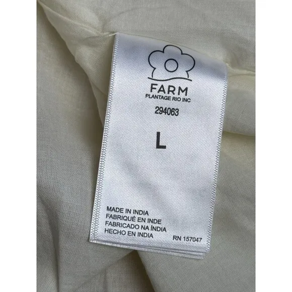 Farm Rio Off White Cashew Crossed Back Dress In Mixed Print Sz L New