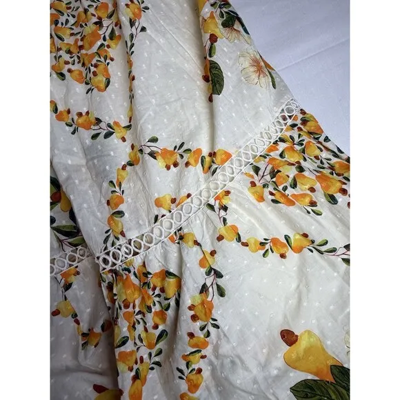 Farm Rio Off White Cashew Crossed Back Dress In Mixed Print Sz L New
