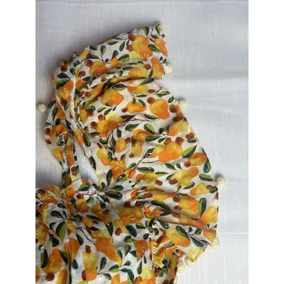 Farm Rio Off White Cashew Crossed Back Dress In Mixed Print Sz L New