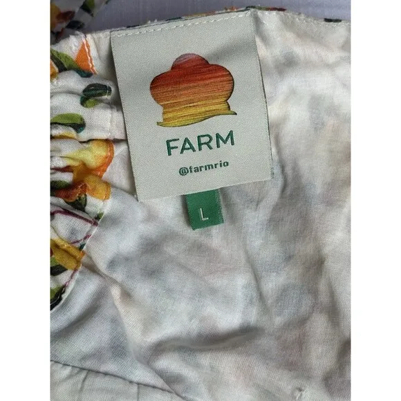 Farm Rio Off White Cashew Crossed Back Dress In Mixed Print Sz L New