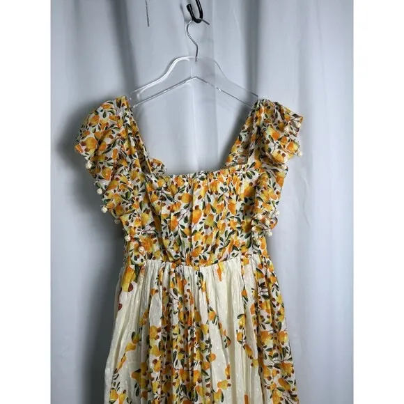 Farm Rio Off White Cashew Crossed Back Dress In Mixed Print Sz L New