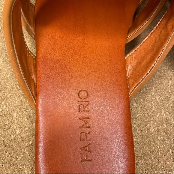 Farm Rio Sandals Mule Rust Rainbow Beaded Size 7.5