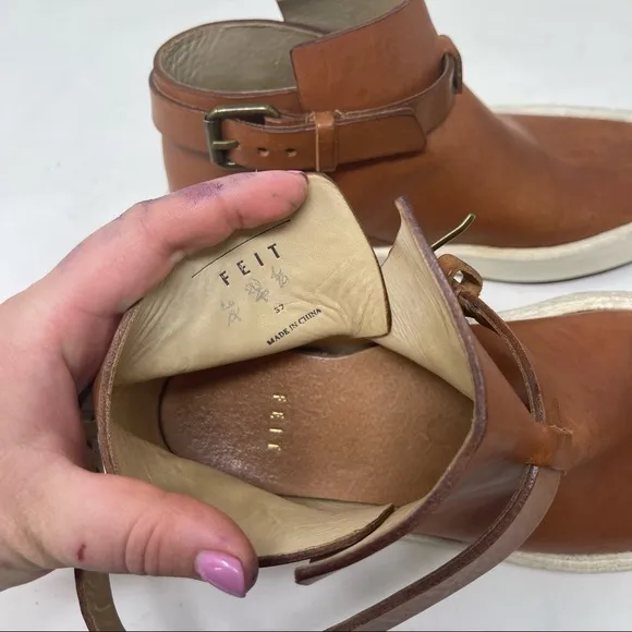 Feit 3-Wrap Jodhpur brown leather ankle platform Boots size 37