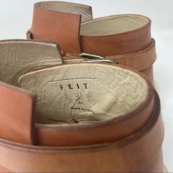 Feit 3-Wrap Jodhpur brown leather ankle platform Boots size 37