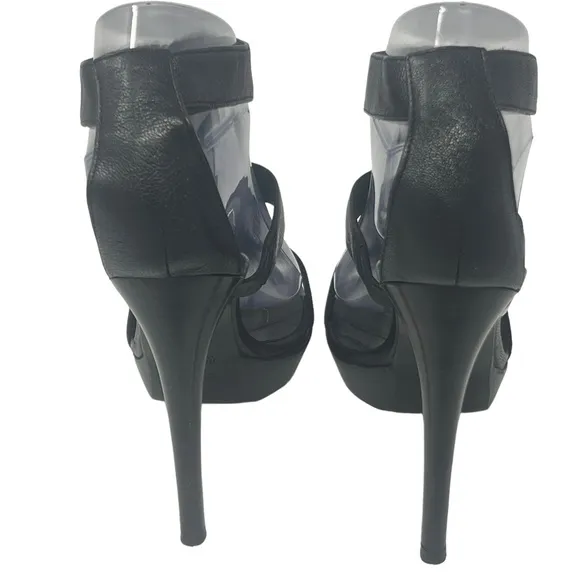 Fendi Black Leather Zipper Gladiator Heel Sandals- Size 7.5
