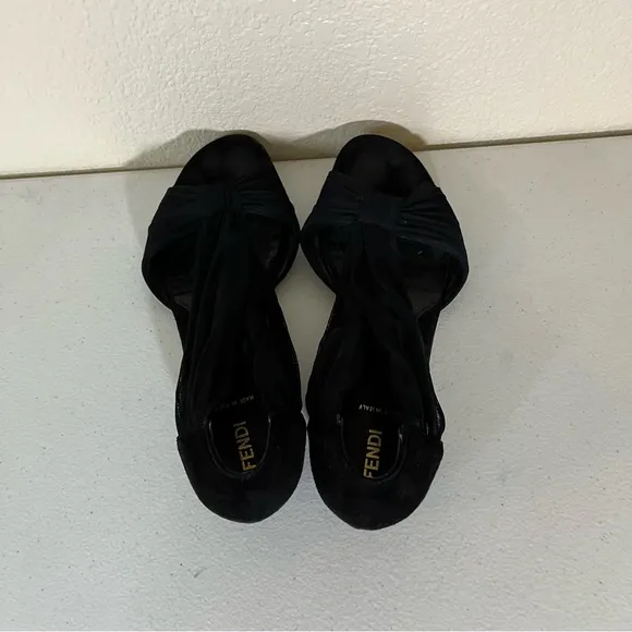 FENDI Black Tulle Mesh Open Toe Sandals size EU 38 US 8