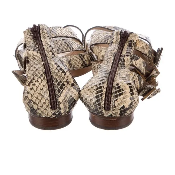 FENDI Snakeskin Python Gladiator Strappy Sandals Flats