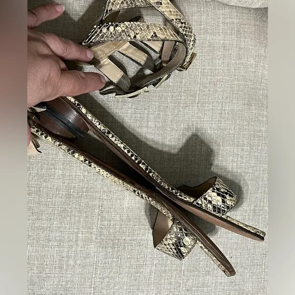 FENDI Snakeskin Python Gladiator Strappy Sandals Flats