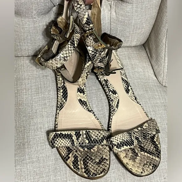 FENDI Snakeskin Python Gladiator Strappy Sandals Flats
