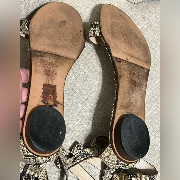 FENDI Snakeskin Python Gladiator Strappy Sandals Flats