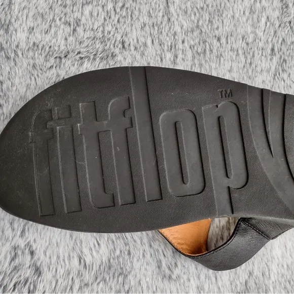 Fitflop Black Sandals with Chunky Sole and Metal Buckle