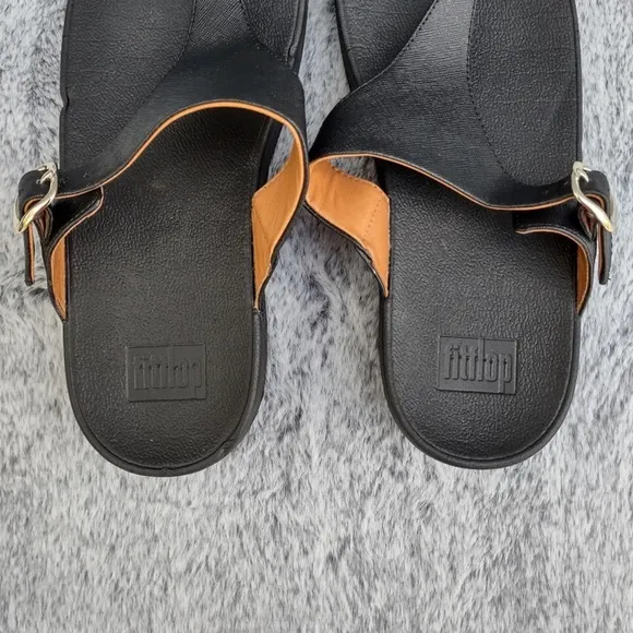 Fitflop Black Sandals with Chunky Sole and Metal Buckle