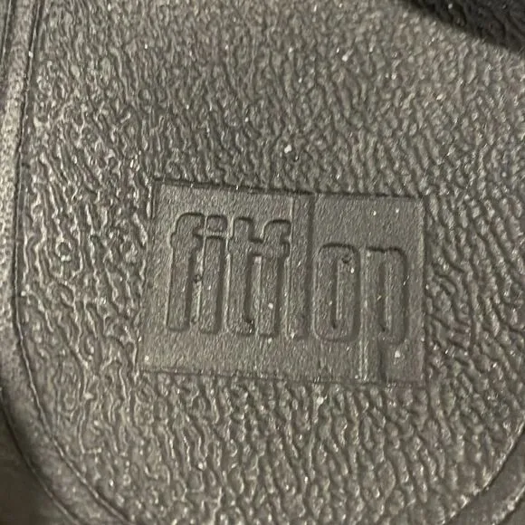 Fitflop Flatform Thong Sandals LuLu Women Sz 9 Black Shimmer