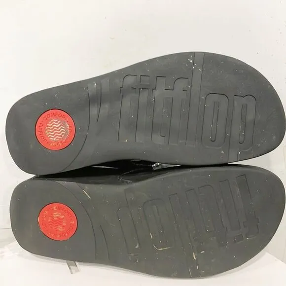 Fitflop Flatform Thong Sandals LuLu Women Sz 9 Black Shimmer