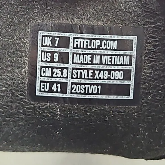 FitFlop Sandals Womens 9 Vera Thong Black Faux Leather Casual Toe‎ Post X49-090