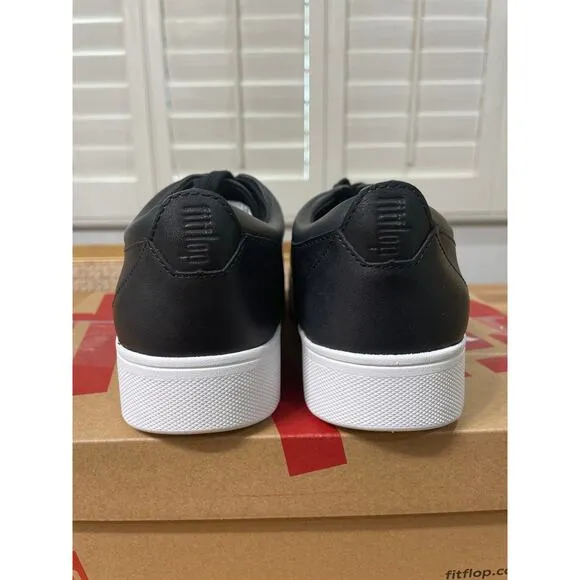 Fitflop Women's Rally Black Leather Sneakers Size 7.5 NIB Classic Arch Support
