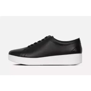 Fitflop Women's Rally Black Leather Sneakers Size 7.5 NIB Classic Arch Support