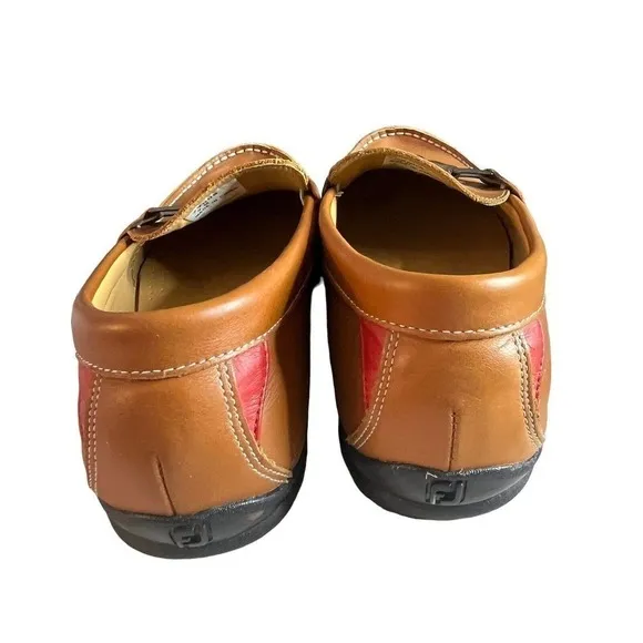 FJ Footjoy Men's Size 9 Driving Loafers Shoes Casual Tan Leather Horse Bit