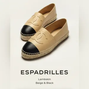 ⚡️Flash Sale⚡️Chanel Leather Beige and Black Espadrilles
