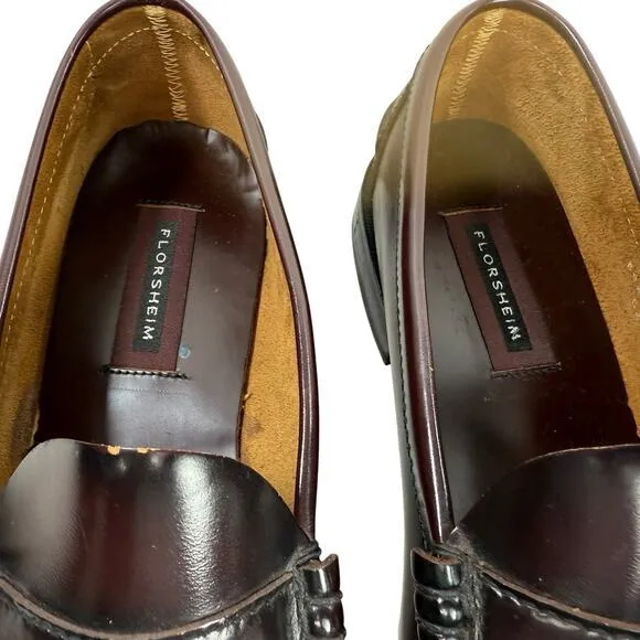 Florsheim‎ Central Penny Loafers Shoes Berkley Burgundy Leather Size 12 #17058