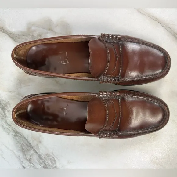 Florsheim Men's Berkley Brown Leather Slip On Penny Loafers, Sz 9.5