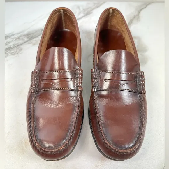 Florsheim Men's Berkley Brown Leather Slip On Penny Loafers, Sz 9.5