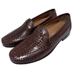 Florsheim Mens Vintage Brown Leather Basket Weave Penny Loafers Shoes US 10D USA
