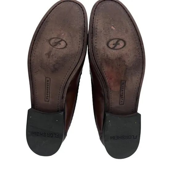 Florsheim Mens Vintage Brown Leather Basket Weave Penny Loafers Shoes US 10D USA