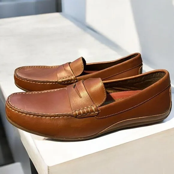 Florsheim NEW Mens Throttle Moc Penny Driver‎ Loafers  Cognac Leather Size 8.5