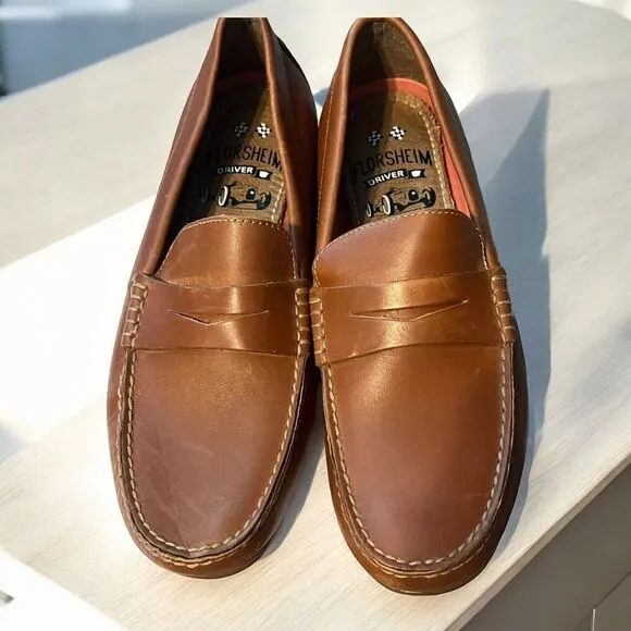 Florsheim NEW Mens Throttle Moc Penny Driver‎ Loafers  Cognac Leather Size 8.5