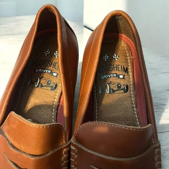 Florsheim NEW Mens Throttle Moc Penny Driver‎ Loafers  Cognac Leather Size 8.5