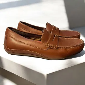 Florsheim NEW Mens Throttle Moc Penny Driver‎ Loafers  Cognac Leather Size 8.5