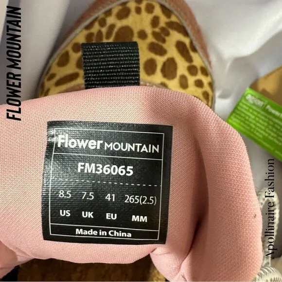 FLOWER MOUNTAIN KOTETSU Animal-print suede sneakers in Pink Brown Tan Size 41