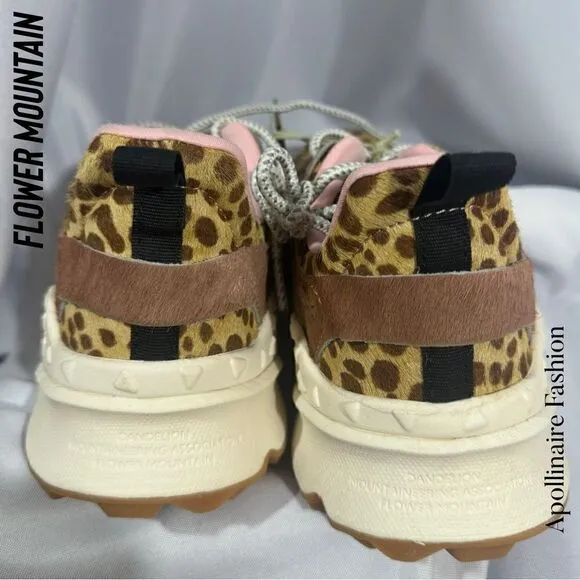 FLOWER MOUNTAIN KOTETSU Animal-print suede sneakers in Pink Brown Tan Size 41