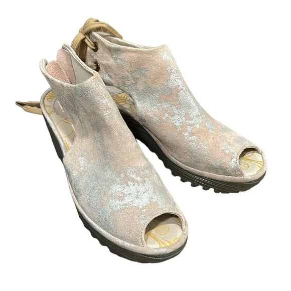 Fly London Suede sandals in pink and gray size 37